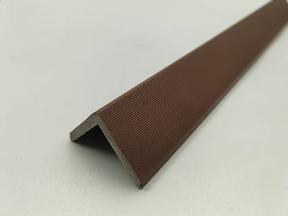 290cm Light brown composite wall panel end trim installed for a clean edge finish in the UK.