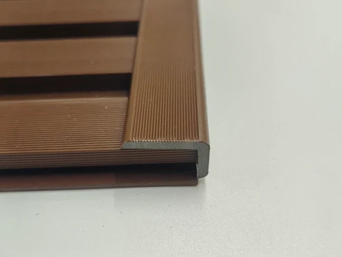 Light brown WPC wall panel end trim