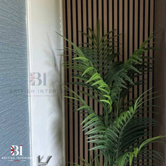 Light Oak acoustic slatted wall panel with vertical HDF slats