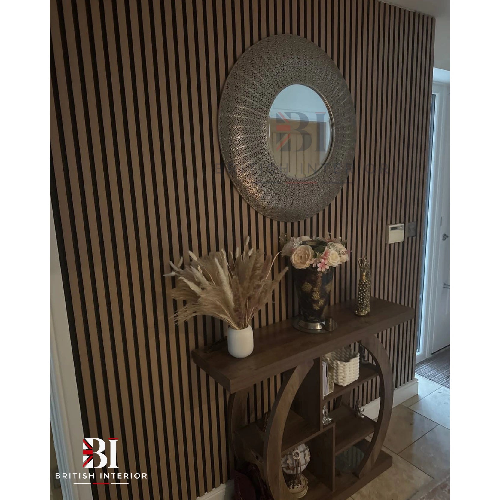 Light Oak slatted panel for contemporary wall panelling