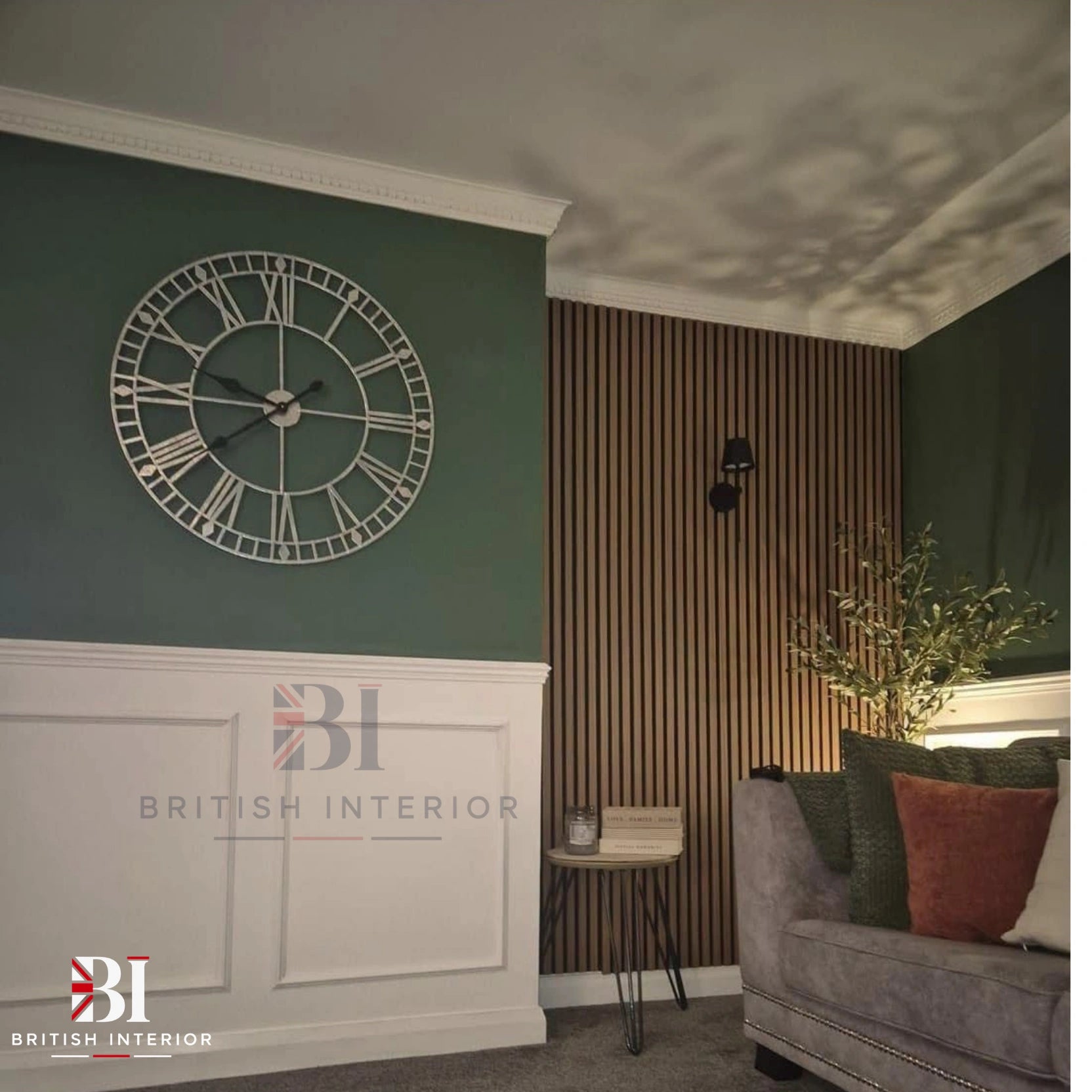 Light Oak vertical slatted wall panelling