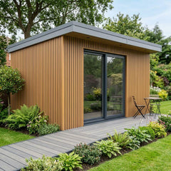 Waterproof Light Oak WPC wall panels for exterior applications in Garden