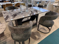 Premium 4 to 6 seater grey marble dining furniture for everyday meals and sophisticated entertaining
