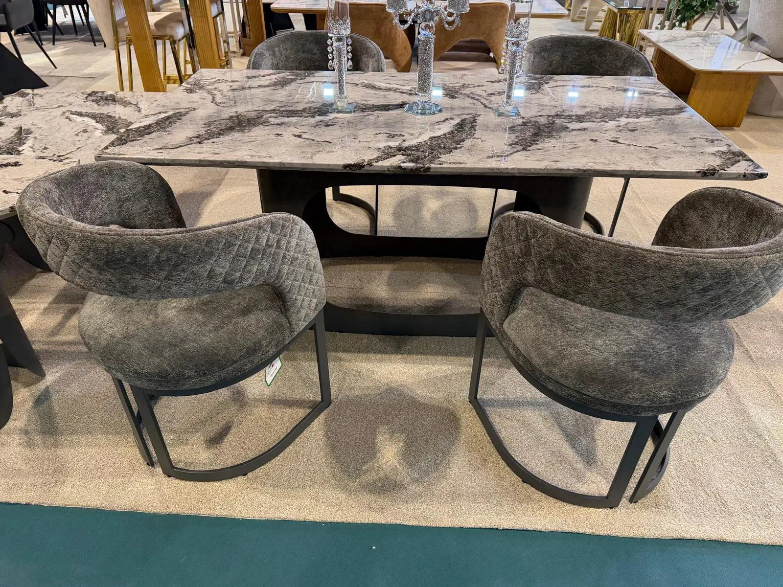 Designer grey marble dining set for elegant family dining spaces in Surrey and the surrounding Home Counties