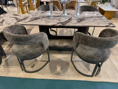 Designer grey marble dining set for elegant family dining spaces in Surrey and the surrounding Home Counties