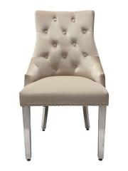 Majestic Lion Knocker dining chair with premium upholstery and decorative back detailing