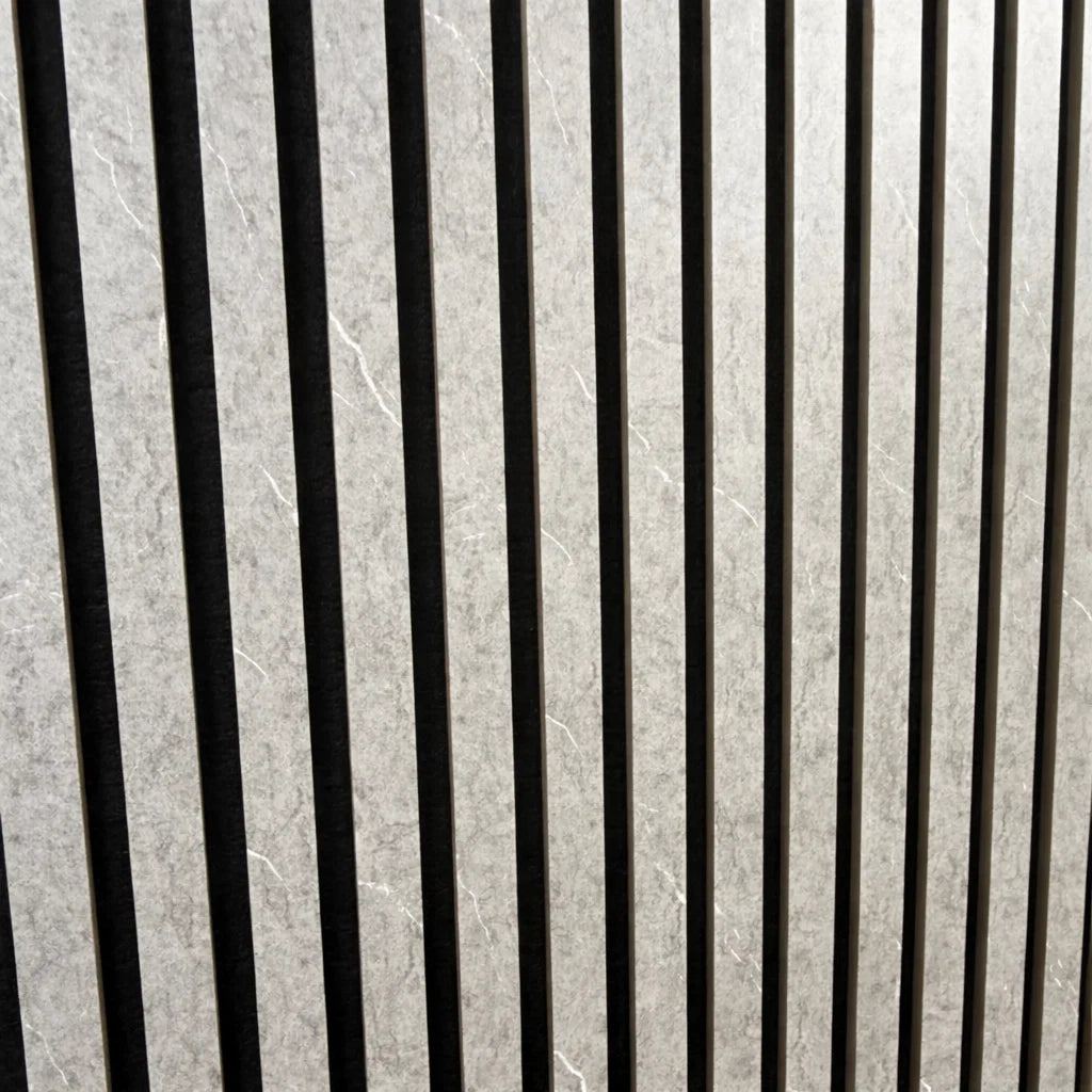 Marble grey decorative slatted wall panelling