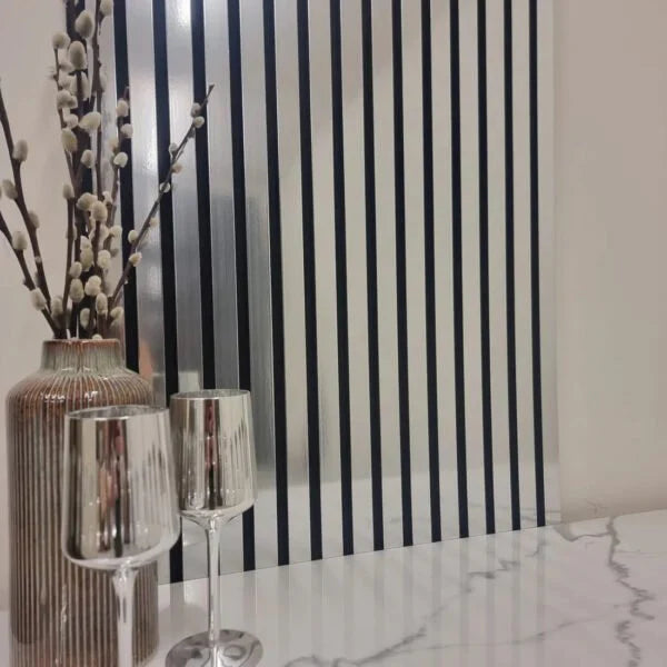 Metallic Chrome acoustic slatted wall panel
