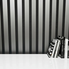 Metallic Dark Grey acoustic panel showing 2.5cm slats and 1.5cm spacing