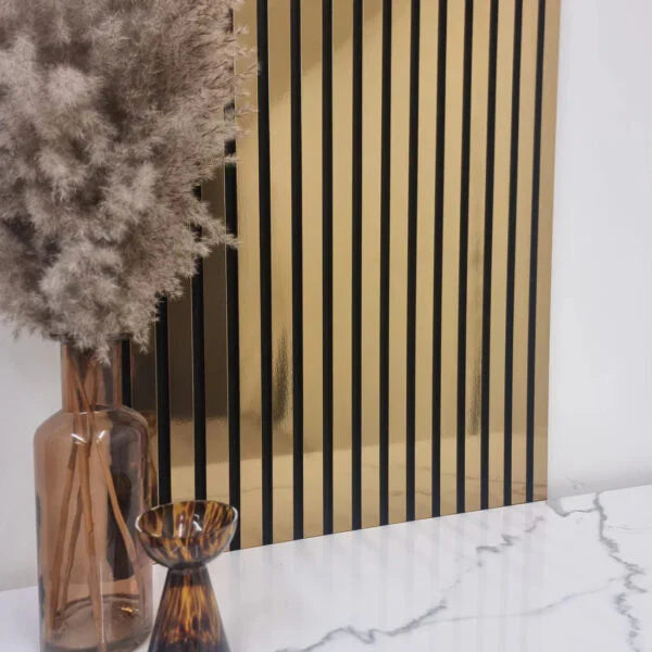 Metallic Gold acoustic slatted wall panel