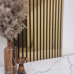 Metallic Gold acoustic slatted wall panel