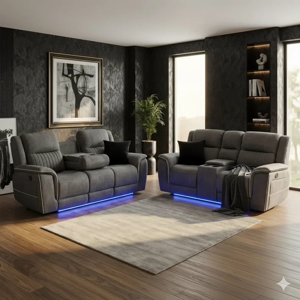 Microfiber electric recliner sofa with USB charging