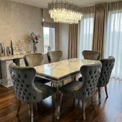 Premium 6 to 8 seater cream marble dining table designed for Leeds executive homes, combining timeless elegance with exceptional everyday comfort.