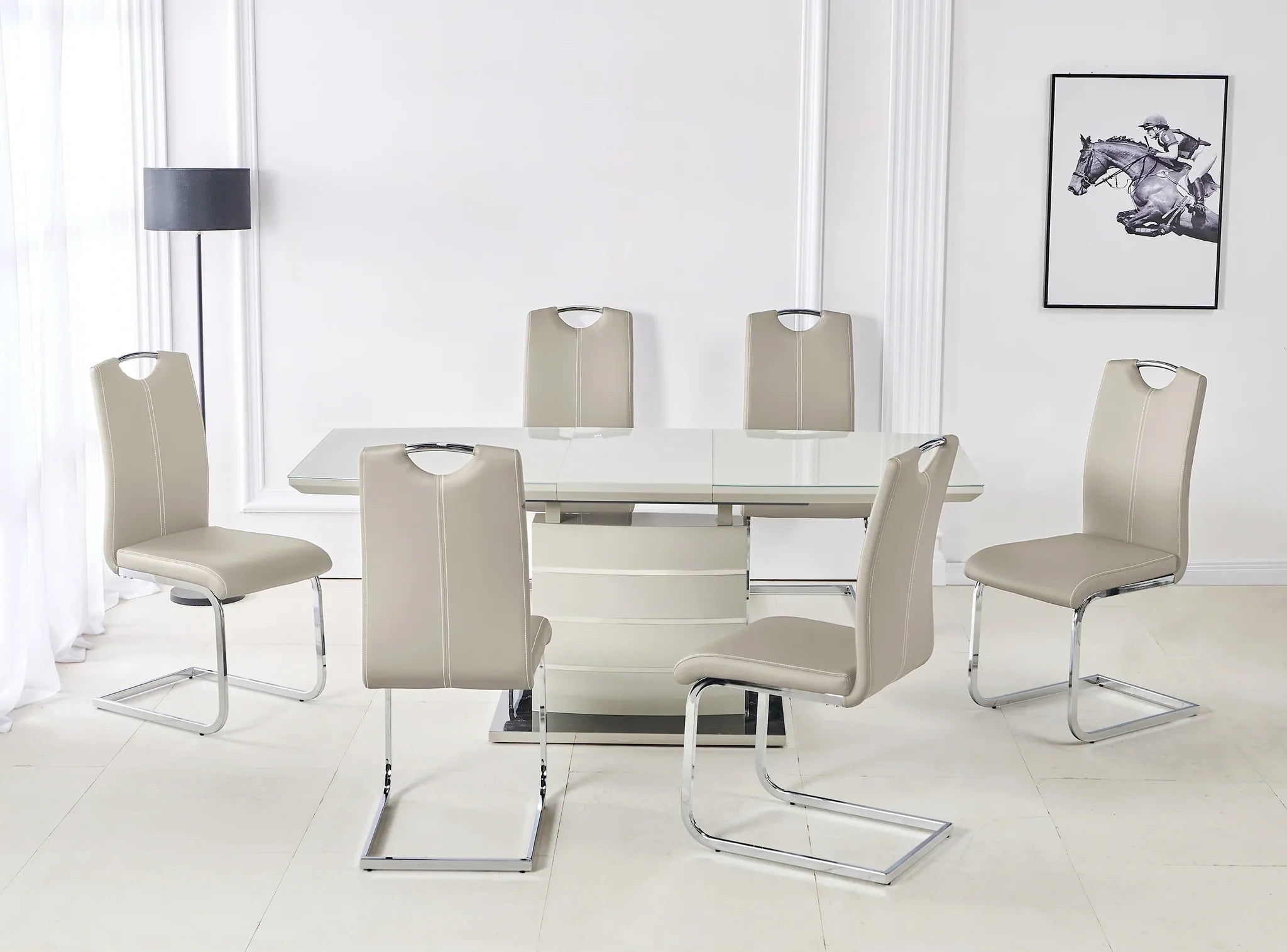 Milan cappuccino dining table extending from 140cm to 180cm for flexible seating