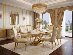 Modern luxury dining set with marble table and comfortable chairs for a stylish Manchester home