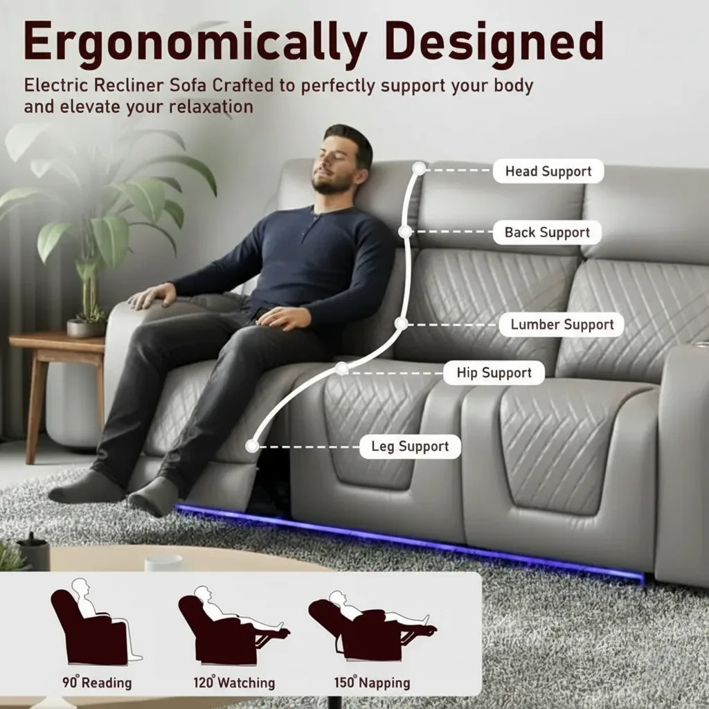 Lina luxury electric recliner sofa set