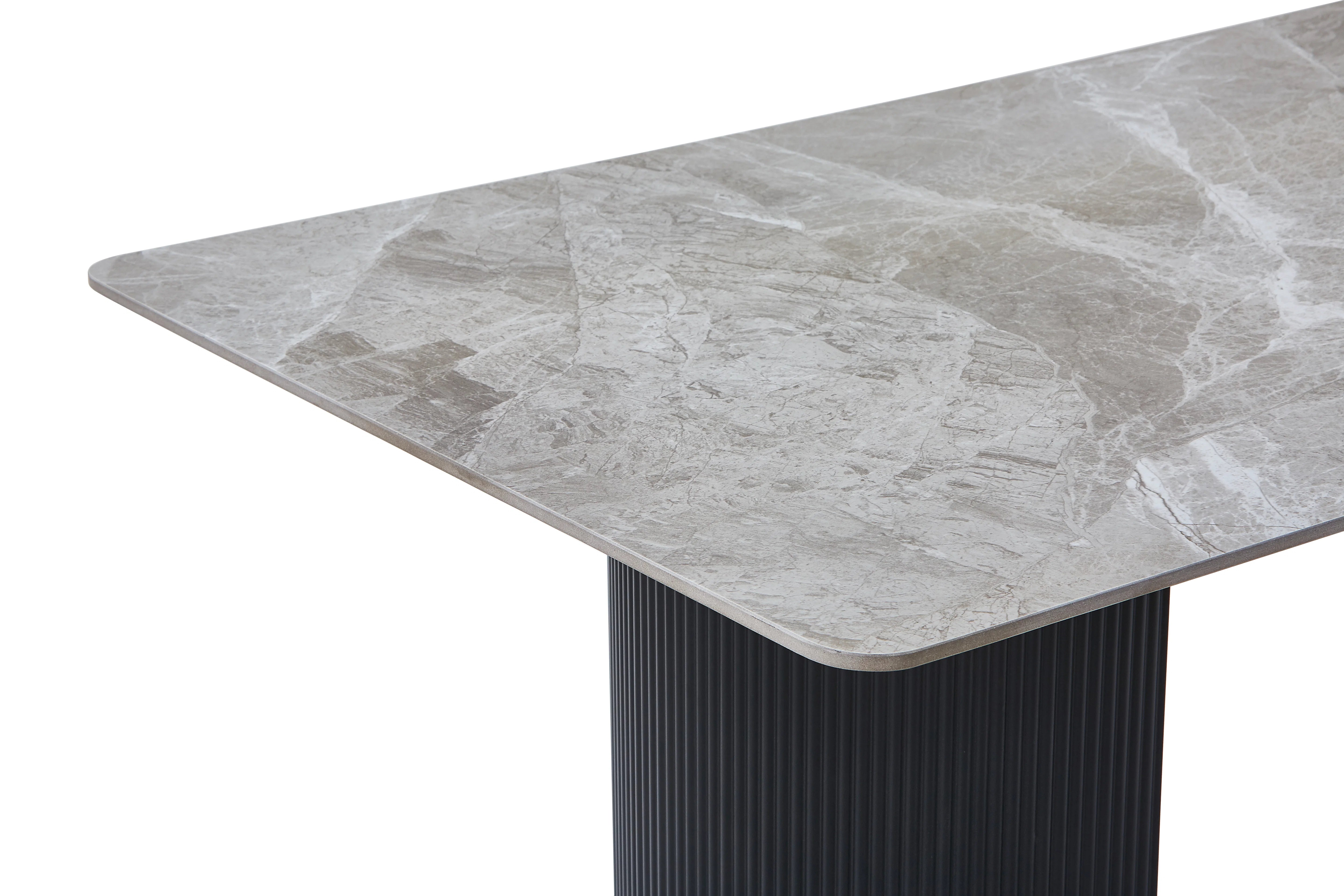 Modern luxury grey black ceramic dining set with Ola chairs