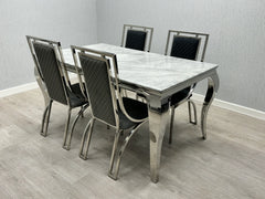 High-end marble dining furniture with Windsor chairs for Newcastle homes, perfect for family meals and dinner parties.