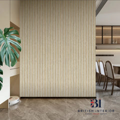Oak acoustic wall panel in a living room