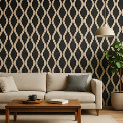 Natural oak waved wall panel used for a feature wall