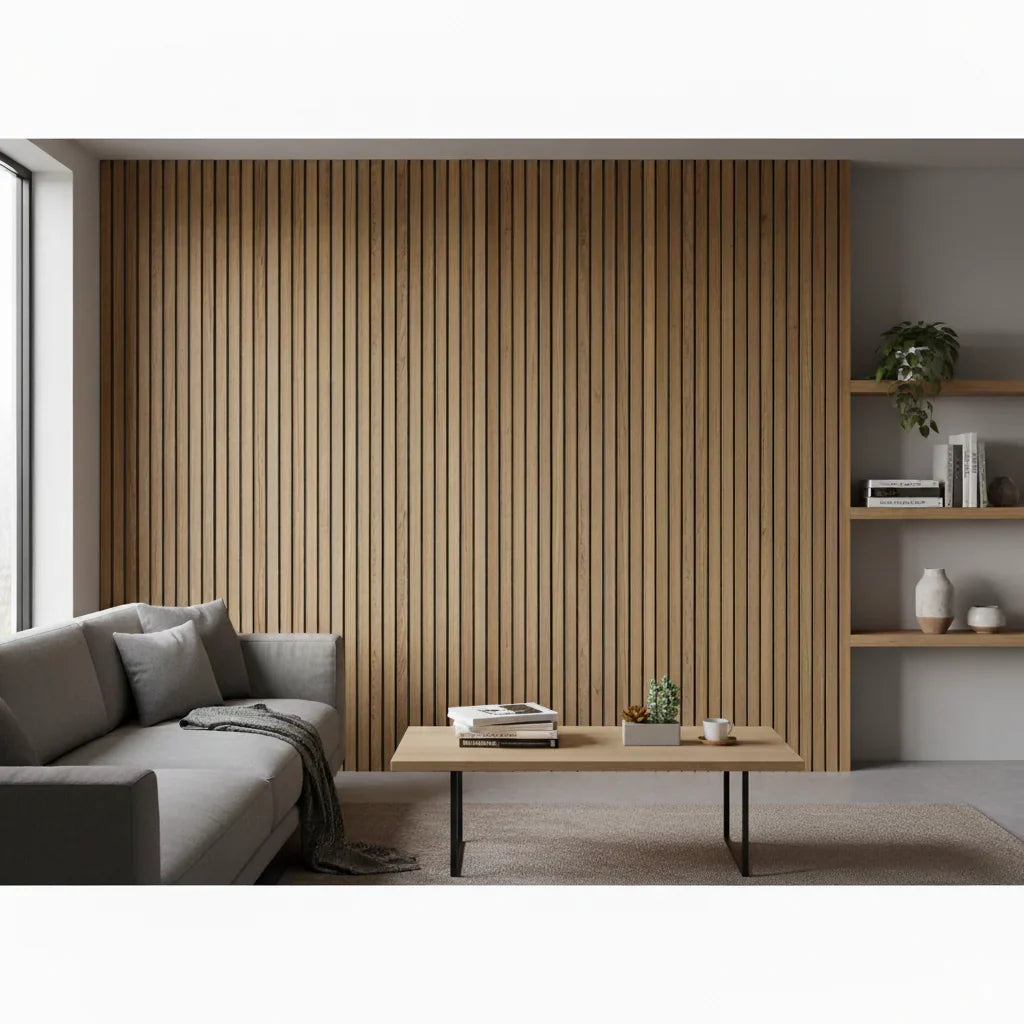240cm Premium Oak wide slat acoustic wall panel