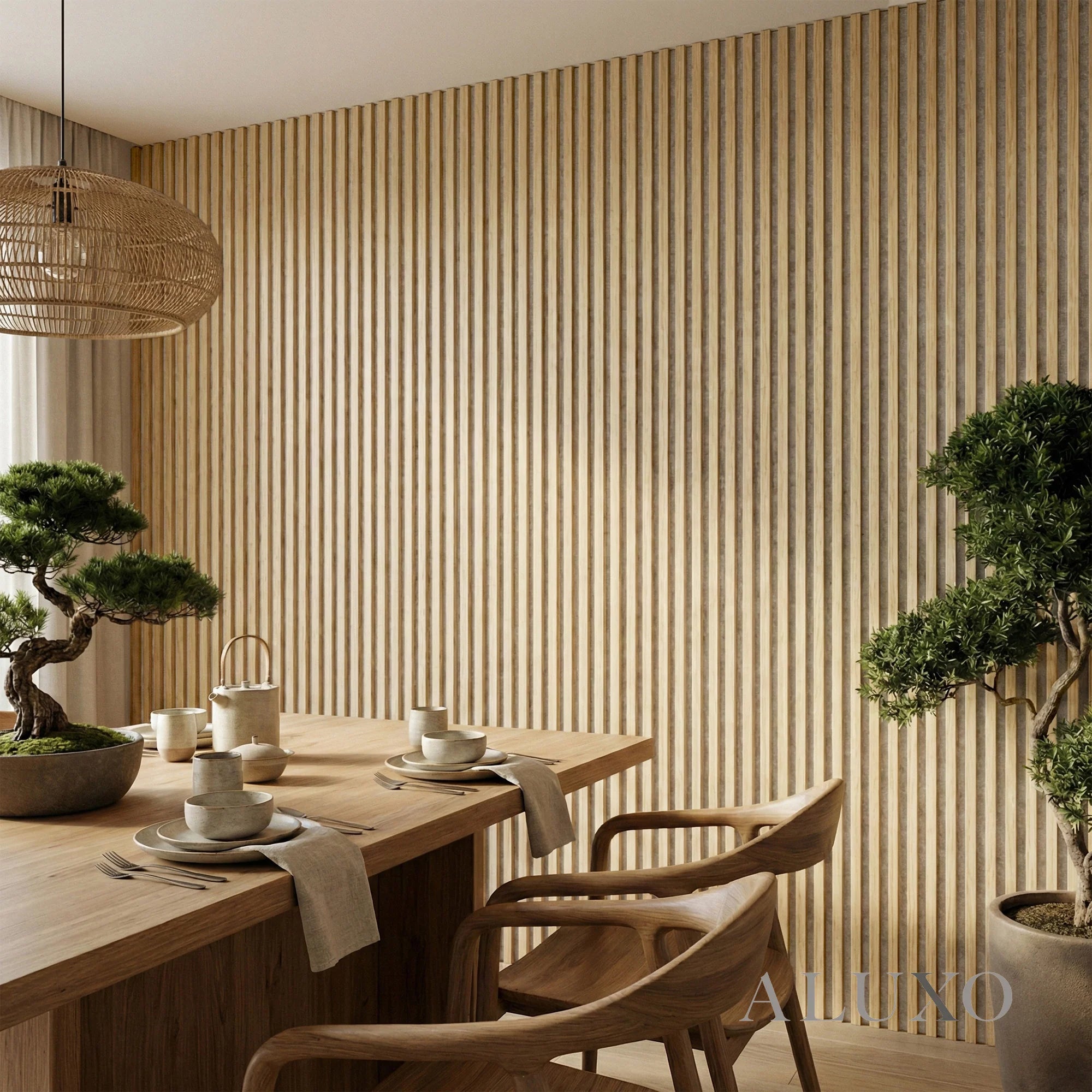 Oak acoustic wall panel for living room