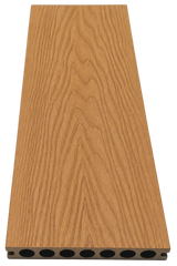 Detailed view of oak composite decking board texture