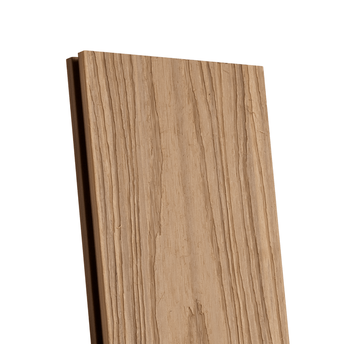 Close-up of oak composite decking wood-grain finish