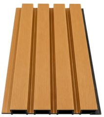 Close-up of oak composite wall panel wood-effect surface