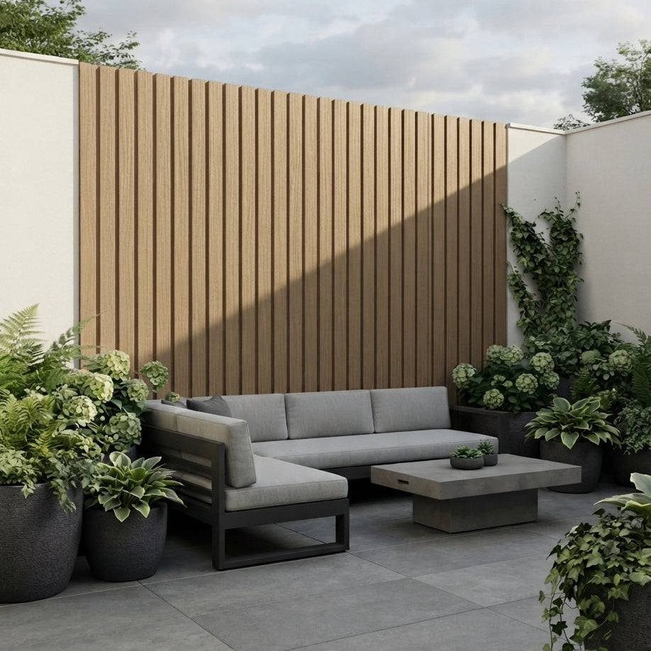Oak outdoor composite feature wall panels