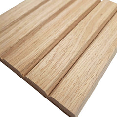 Close-up of real oak wood veneer slat wall panel