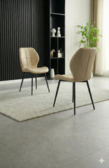 Oiver beige PU dining chairs with Ola dining table