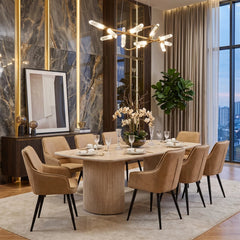 Ola 160cm Beige Ceramic Dining Table & Chairs Set with Palermo Chairs
