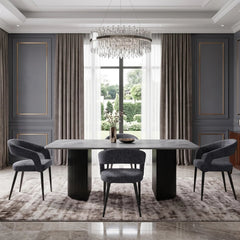 Ola 160cm Grey Black Ceramic Dining Table & Chairs Set