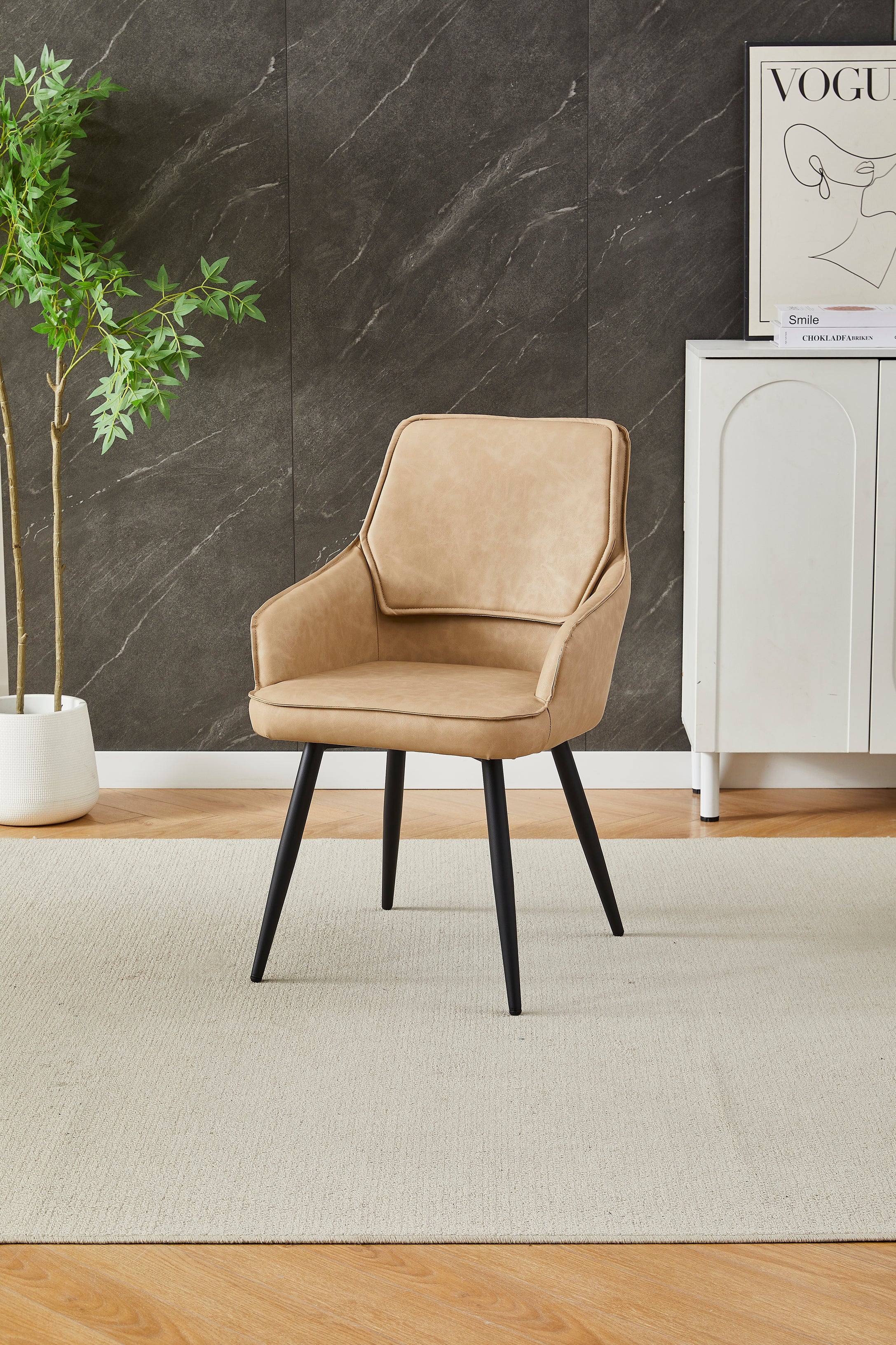 Ola beige ceramic dining table with Palermo dining chairs