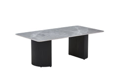 Grey black ceramic dining table set with Ola dining chairs