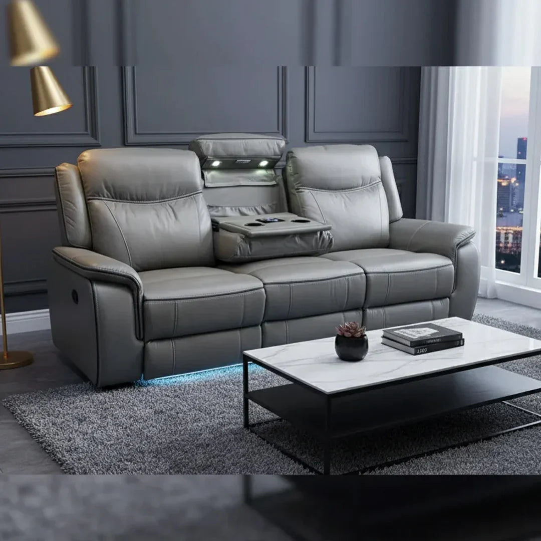 Posh 3 seater electric leather recliner sofa