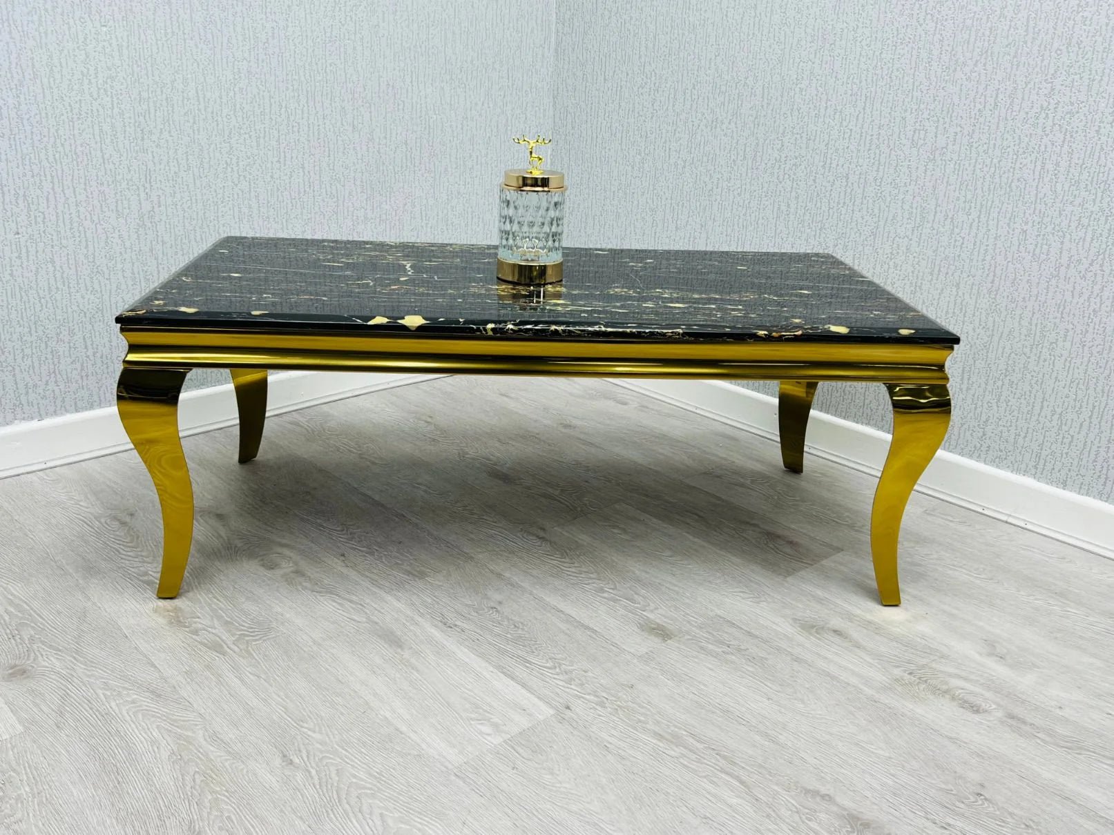 Premium black gold marble dining  and coffee furniture with upholstered lion knocker chairs for contemporary lifestyle homes in Edinburgh, Glasgow and Aberdeen UK