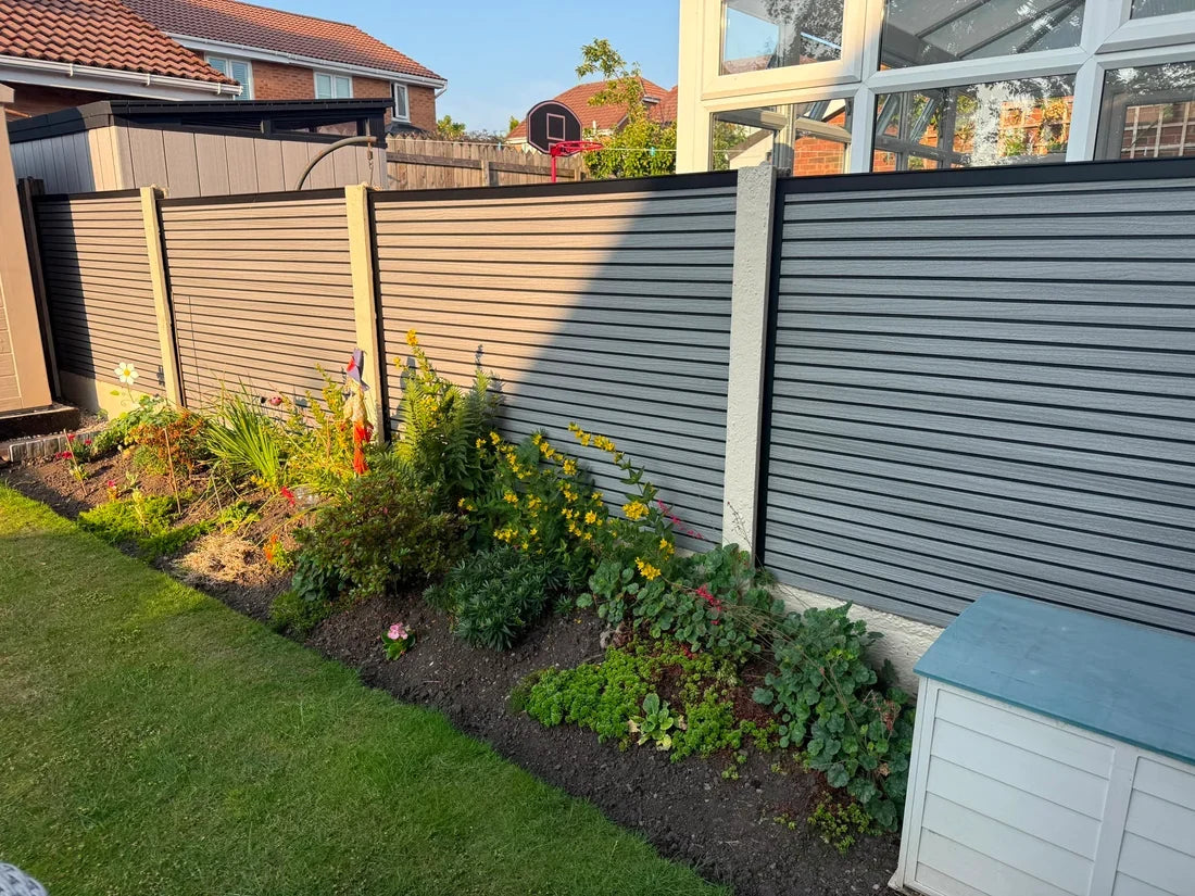 Completed Grey Oak composite fence installation