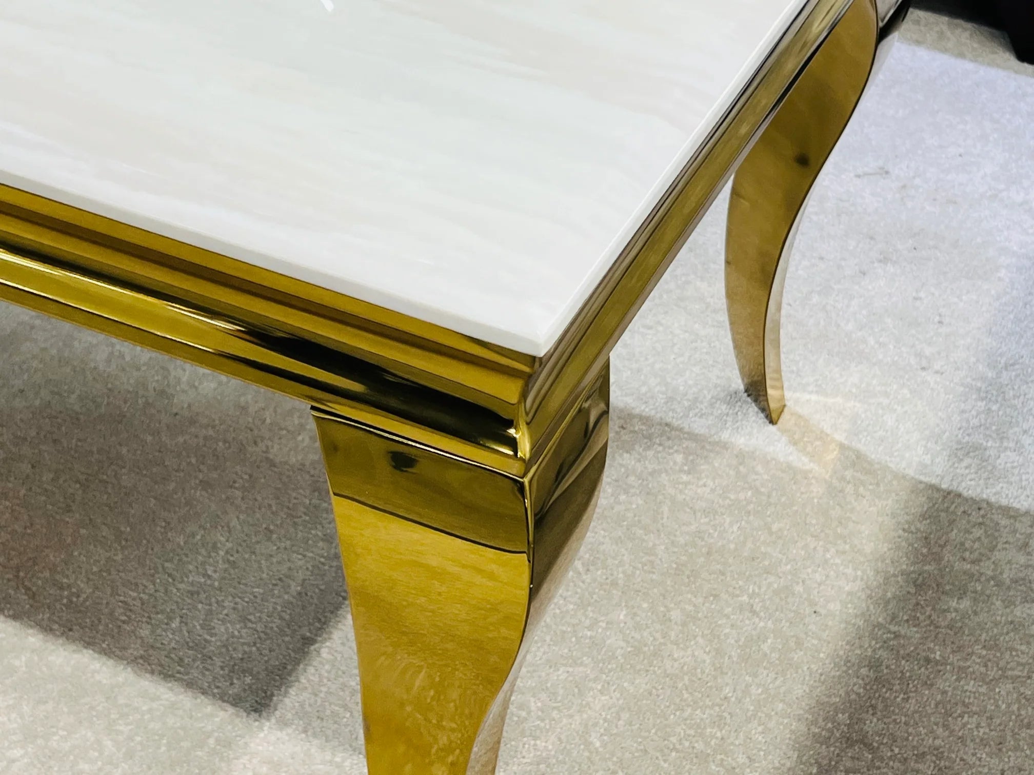 Premium cream and gold dining table set designed for dinner parties, family gatherings and elegant entertaining at home.