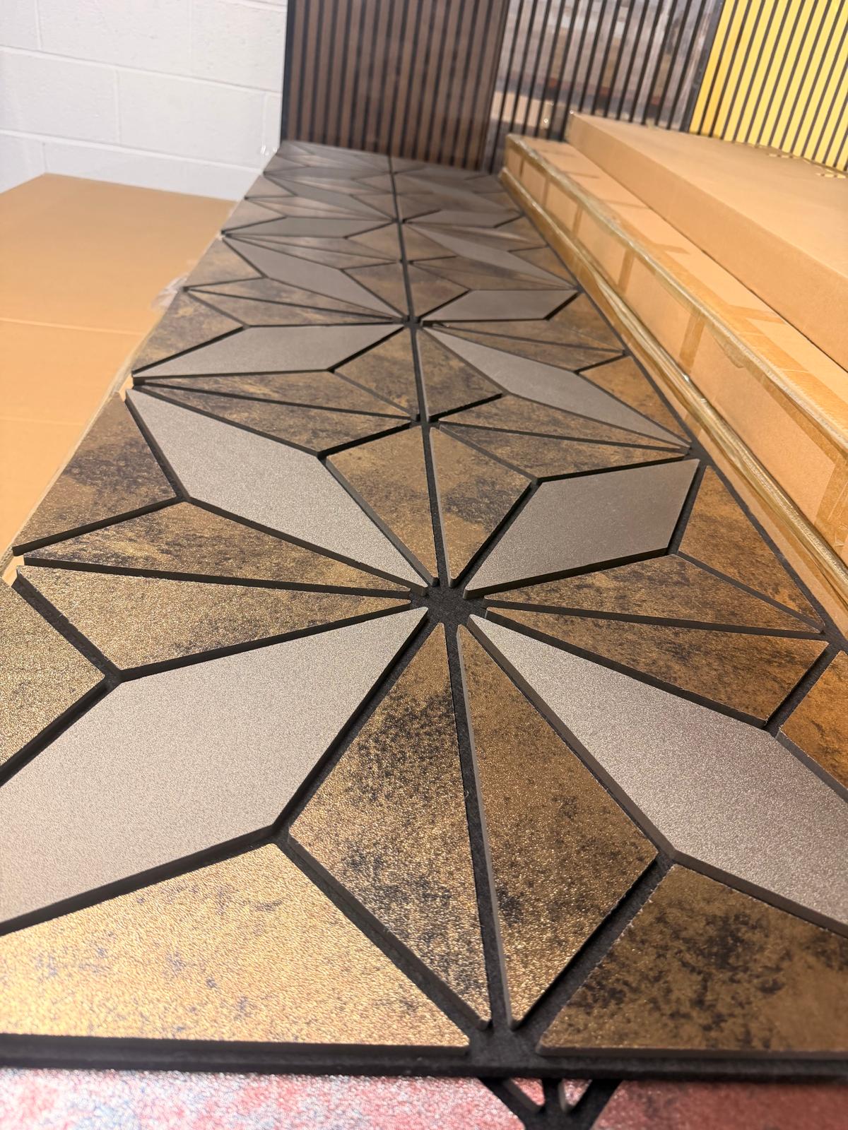 Premium gold geometric wall panelling for contemporary interiors