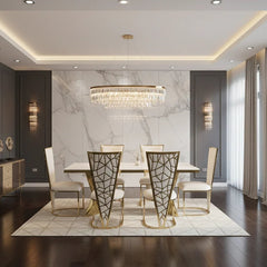 Ravello 160cm cream and gold dining table set with elegant Vienna Chairs for luxury UK dining rooms