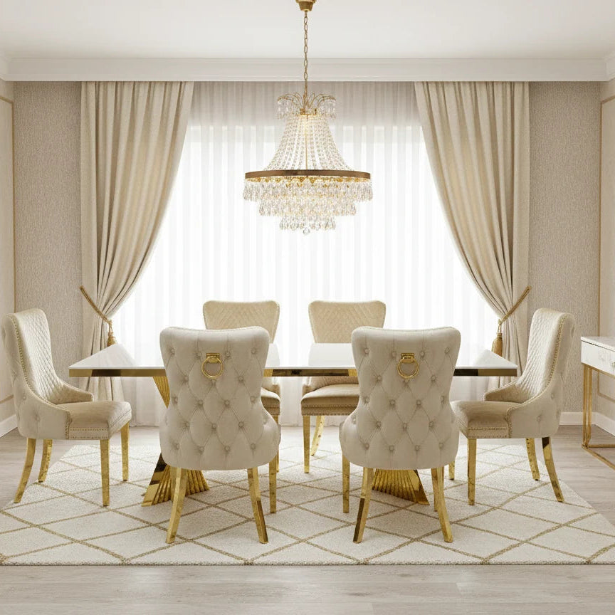 Premium 180cm cream marble dining table offering sophisticated designer styling for contemporary Manchester homes