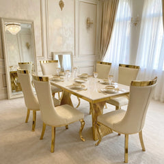 Luxury black and gold 6–8 seater dining set