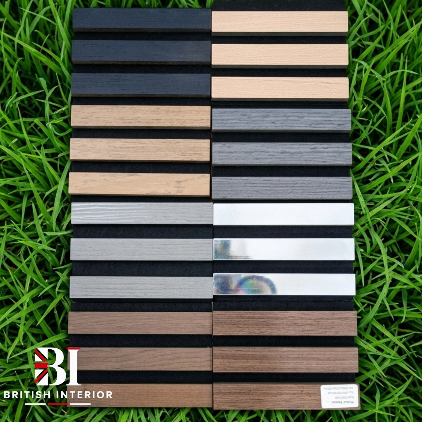 Six real wood acoustic wall panel sample colours