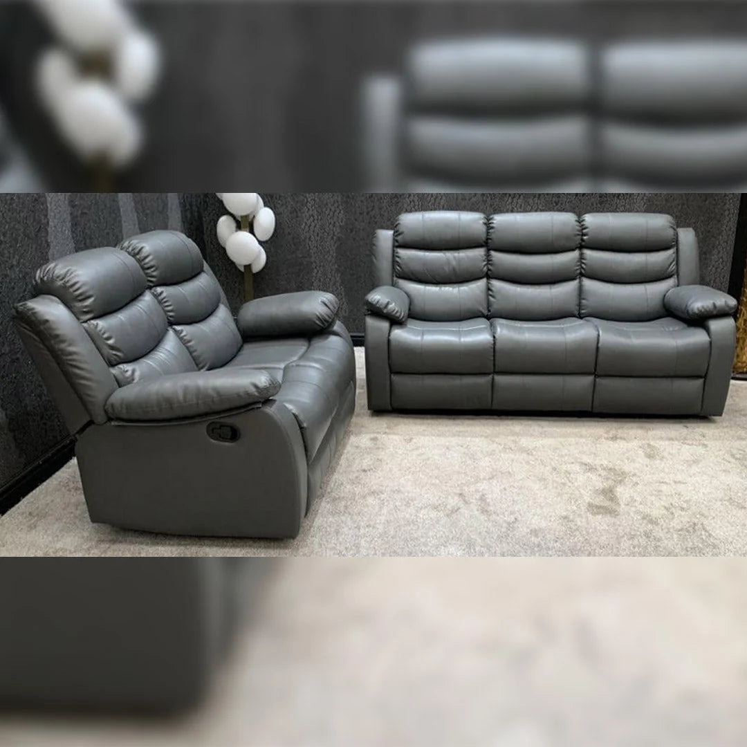 Ross manual leather recliner sofa set