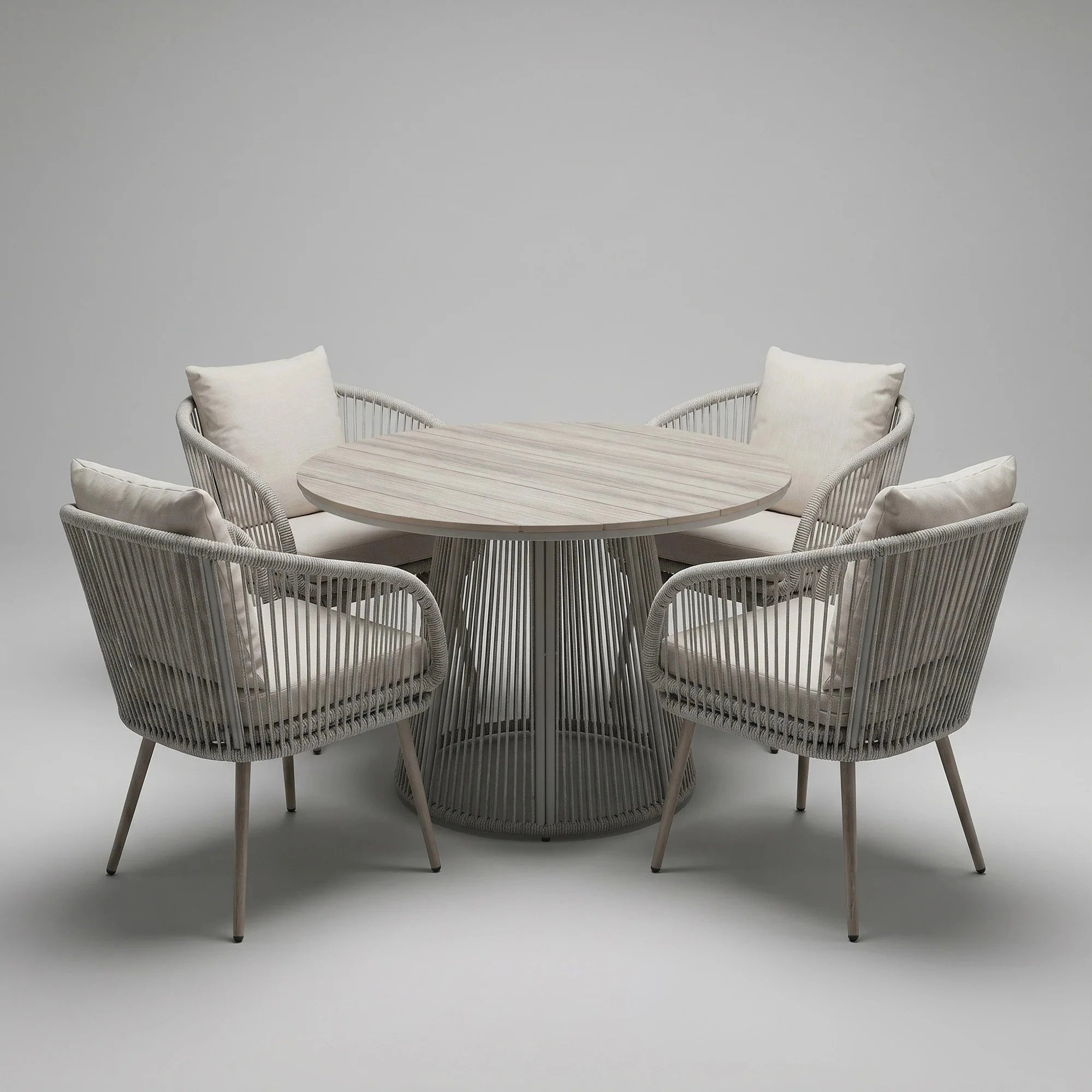 Premium 4 seater patio dining set with durable polyrattan weave and low-maintenance design