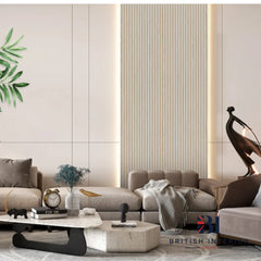 Shadow Oak acoustic wall panel in a home office