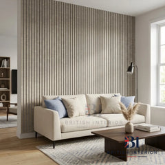 Shadow Oak acoustic wall panel in a living room
