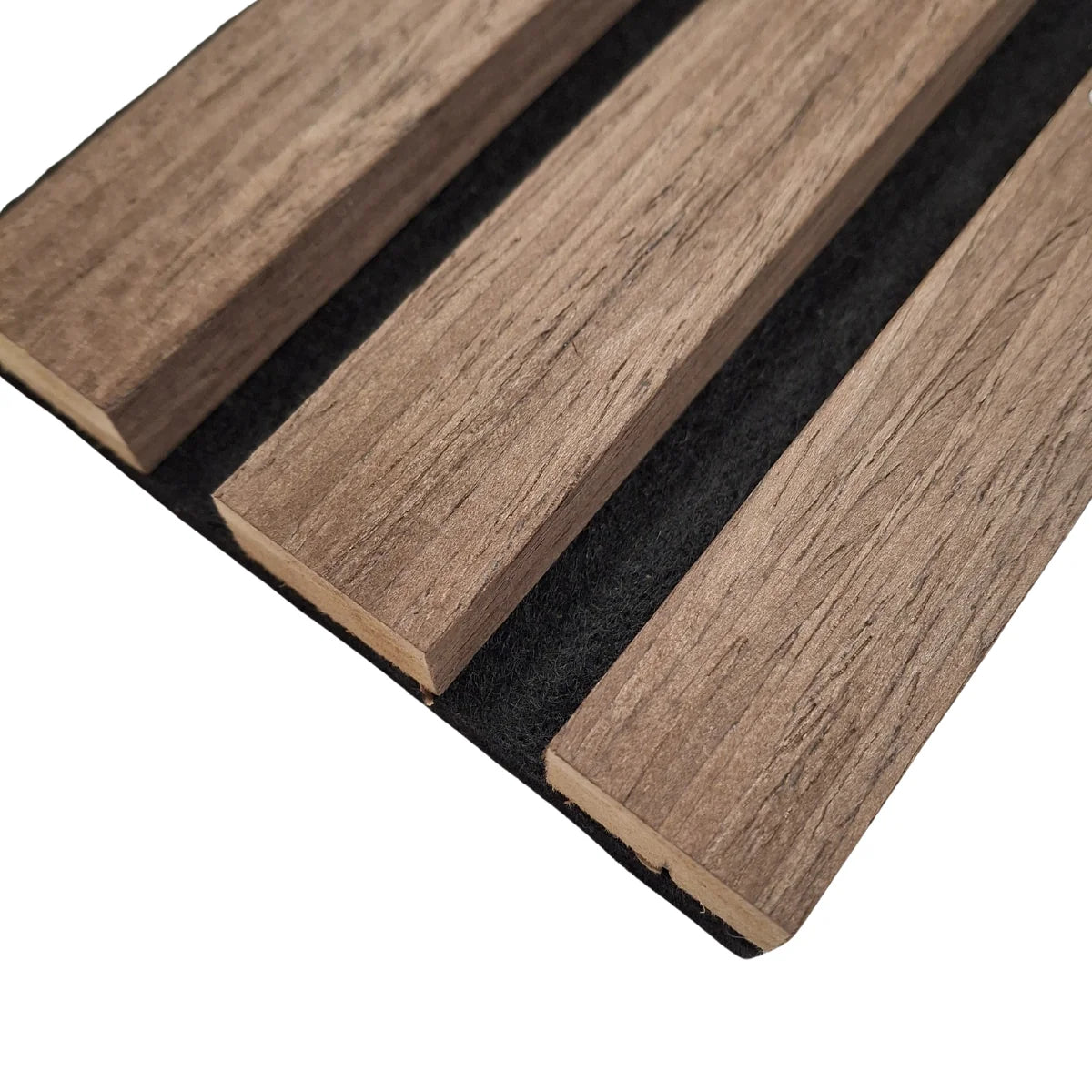 Smoked Oak acoustic slatted panel detail
